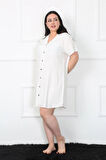Giyim Büyük Beden Dokuma Düğmeli Beyaz Tunik Gecelik