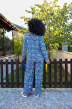 Giyim Kadın Penye Bol Paça Pijama Takım Mavi