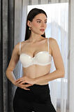 Giyim Kadın Destekli Balenli Straplez Sütyen Ekru