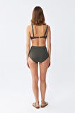 Giyim Kadın Basic Haki Pedli Yüksek Bel Bikini Takımı