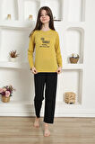 Giyim Kız Çocuk Penye Pijama Takım Sarı