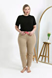 Giyim Kadın Pamuklu Büyük Beden Alt Pijama Bej
