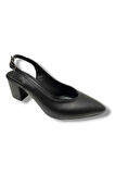 C-Shoes 111-25 Deri Sivri Burun Kalın Topuk Kadın Ayakkabı