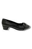 C-Shoes TR46-25 Deri Sonsuzluk Taşlı Kalın Topuklu Kadın Ayakkabı 41-42