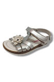 Şiringenç 1555-20 Çapraz Desen Çiçekli Kız Çocuk Sandalet 26-30 Gümüş