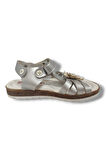 Şiringenç 1555-20 Çapraz Desen Çiçekli Kız Çocuk Sandalet 26-30 Gümüş