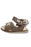 Şirinbebe 1635-20 Anatomik Yıldız Desen Cırtlı Erkek Çocuk Sandalet Kahve Bej 18-20