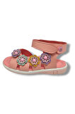 Şirinbebe 1649-20 Anatomik 4 Çiçekli Sim Baskı Kız Çocuk Sandalet Somon 21-25