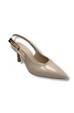 Ceylan Shoes 421-26 Rugan Deri Arkası Açık İnce Topuk Kadın Stiletto