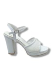 Erbay 320-26 Simli Dantelli Cilt Tek Bant Kalın Topuk Kadın Sandalet(11cm)