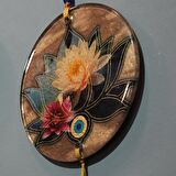 Lotus Desenli Cam Nazarlık Dekoratif Duvar Süsü Füzyon Cam Duvar Dekoru Hediyelik Nazarlık