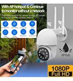 QASUL Dış Mekan Full Hd Wifi Kamera Su Geçirmez Hareket Sensörlü Gece Görüşlü Ip KameraQASUL CMR13