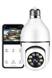 QASUL Cmr-19 Wifi 360 Panoramik Ampul Kamera Gece Görüş Ses Akıllı Hareket Algılayıcı Güvenlik Kamerası