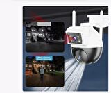 8MP 4K Çift Lens Wifi PTZ Kamera Canlı Çift Ekran Ai Otomatik İzleme İnsan Algılama Açık IP Kamera Video Gözetim Kamera