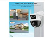 8MP 4K Çift Lens Wifi PTZ Kamera Canlı Çift Ekran Ai Otomatik İzleme İnsan Algılama Açık IP Kamera Video Gözetim Kamera