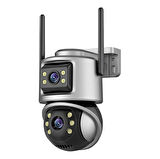 8MP Wifi PTZ Kameralar Dış Mekan 4K Çift Lens Çift Ekran Otomatik Takip IP Kamera  Video Gözetim