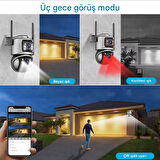 8MP Wifi PTZ Kameralar Dış Mekan 4K Çift Lens Çift Ekran Otomatik Takip IP Kamera  Video Gözetim