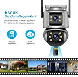 8MP Wifi PTZ Kameralar Dış Mekan 4K Çift Lens Çift Ekran Otomatik Takip IP Kamera  Video Gözetim