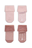 Çemberli Kaymaz Havlu Soket Çorap 2'li Bs10503 Pudra Pembe
