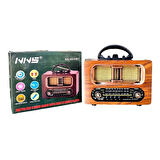 Büyük Boy Retro, Nostaljik, Ahşap Tasarım Bluetooth Hoparlörlü, Şarjlı, Taşınabilir Fm/am Destekli Radyo Ns-6635