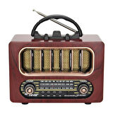 Orta Boy Retro Ahşap Tasarım Bluetooth Hoparlörlü Radyo – Fm/am Destekli, Şarjlı Ve Taşınabiliri Radyo Ns-6636
