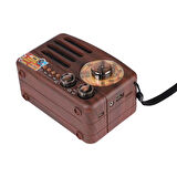 Küçük Boy Retro, Nostaljik, Ahşap Tasarım Bluetooth Hoparlörlü, Şarjlı, Taşınabilir Büyük Döndürülebilen Düğmeli Fm/am Destekli Radyo Ns3380