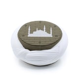 Cami Sarığı - Beyaz Kumaş - Yeşil Takke - Çapraz Sarım - Cami Nakışlı - 7 metre
