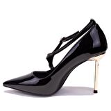 Dagoster DZA07-7129215C Siyah Rugan Abiye Topuklu Kadın Ayakkabı