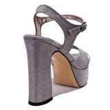 Dagoster DZA07-337350C Platin Simli Tek Bant Platform Topuklu  Kadın Ayakkabı