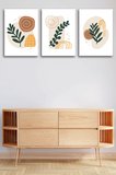 3'lü Bohem Kanvas Tablo Seti 7 - Modern Boho Duvar Dekoru - Geometrik ve Modern Çizgili 3 Parça Tablo