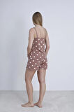 Kadın İp Askılı Şortlu Yazlık Pijama Takımı