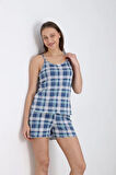 Kadın İp Askılı Şortlu Yazlık Pijama Takımı