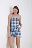 Kadın İp Askılı Şortlu Yazlık Pijama Takımı