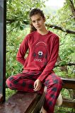 Kadın Polar Pijama Takımı Kışlık Uzun Kol