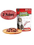 Jungle 3 Adet Pouch Sığır Eti Parçalı Soslu Yetişkin Kedi Konservesi 100gr