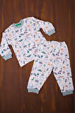 Dinazor Desen Erkek Bebek Eşofman Pijama Takımı Yeşil