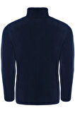 Unisex Lacivert Polar Standart Tam Fermuarlı 3 Cepli Polar Hırka