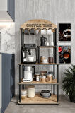 Dekoratif Kahve Köşesi Coffee Time 38 Cmx69 Cm Çok Amaçlı Raf Safir Meşe Tüm Kahve Makineleri