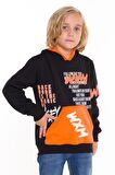 Erkek Çocuk WXM Yazı Baskılı Kapşonlu Sweatshirt 14132