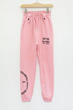 Pembe Colorfull Baskılı Beli Lastikli Kız Çocuk Eşofman Altı 17724
