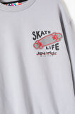 Gri Skate Sırtı Baskılı Bisiklet Yaka Erkek Çocuk Sweatshirt 19640