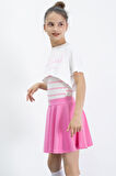 Pembe Beli Lastikli Fitilli Kız Çocuk Tenis Eteği 21039