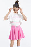 Pembe Beli Lastikli Fitilli Kız Çocuk Tenis Eteği 21039