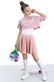 Gül Kurusu Beli Lastikli Fitilli Kız Çocuk Tenis Eteği 21042