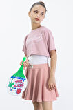 Gül Kurusu Beli Lastikli Fitilli Kız Çocuk Tenis Eteği 21042