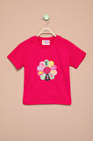 Fuşya Dream Baskılı Payetli Kız Çocuk Kısa Kol Tişört 21004