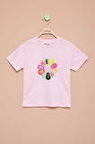 Pembe Dream Baskılı Payetli Kız Çocuk Kısa Kol Tişört 21002