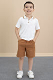 Taba Polo Yaka Düğmeli Tişörtlü Erkek Çocuk Şortlu 2li Takım 21106
