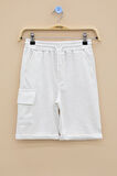 Açık Gri Tek Kargo Cepli Erkek Çocuk Düz Şort 21119