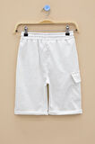 Açık Gri Tek Kargo Cepli Erkek Çocuk Düz Şort 21119